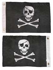 12x18 Embroidered Jolly Roger Pirate Eye patch Sewn Nylon flag 12"x18" Grommets