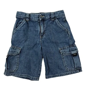 Wrangler Boys Cargo Denim Blue Jean Shorts Size 7 Regular 100% Cotton Adj. Waist - Picture 1 of 5