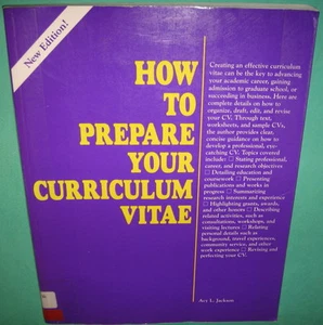 How to Prepare Your Curriculum Vitae Acy Jackson 2nd Edition 1997 VGM Series - Picture 1 of 11