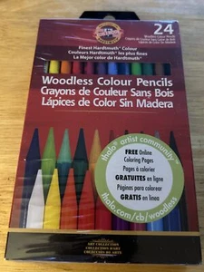 Koh-I-Noor Woodless Colour Pencils (Set of 24 Assorted Colors MINT - Picture 1 of 2