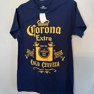Mens "Corona Extra Cold Cerveza Beer Logo Graphic Shirt Size Small Blue Official - Picture 1 of 3
