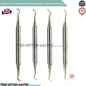 4 Pcs Set Dental Composite Filling Instruments Titanium Coated Plugger Spatula - Picture 1 of 24
