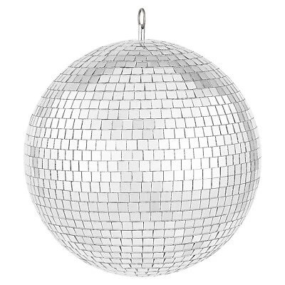 Mirror Disco Ball 12 Inch Silver Party Disco Ball with Hanging Ring - Image 1 of 4