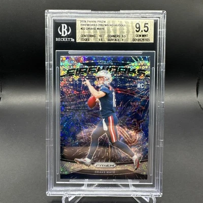 Drake Maye 2024 Panini Prizm Fireworks No Huddle #22 Rookie Patriots BGS 9.5GM - Image 1 of 3