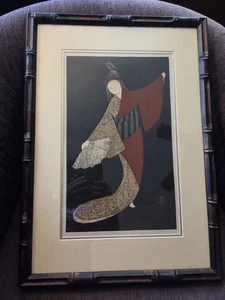 Vintage Kaoru Kawano Holzschnitt gerahmte Kunst wunderschön  - Bild 1 von 4