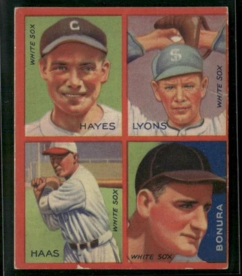 1935 Goudey 4-in-1 (R321) #9B Hayes/Lyons/Haas/Bonura GD/VG (crease) - Image 1 of 2