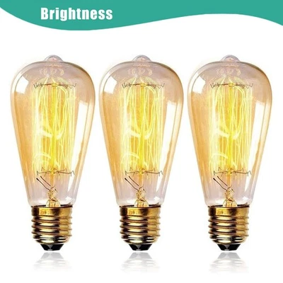 3X E27 ST64 LED Edison Light Bulb 40W Vintage Retro Bulbs Filament Warm White - Image 1 of 4