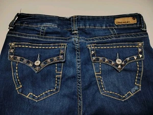 Unionbay Jeans Skinny Boot Women's 11 Blue Denim Embellished Stretch Flap READ - Picture 1 of 14