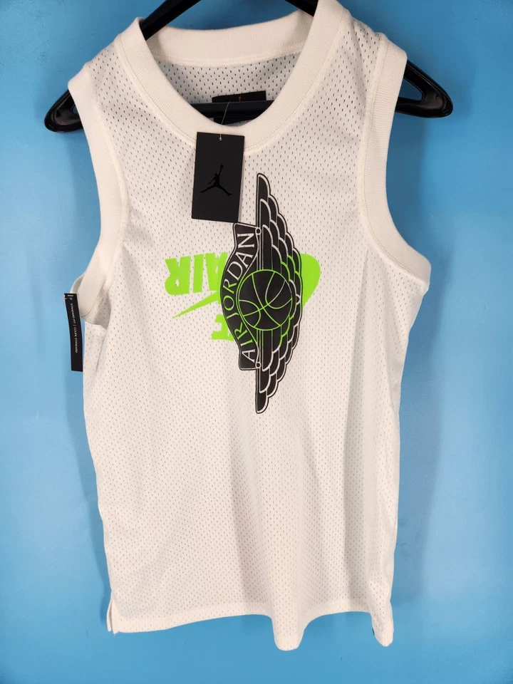 Nike Jordan Air JUMPMAN MESH Jersey Wings White Green BQ8479-100 Size Large