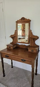 Vintage Pine Dressing Table With Mirror 91cm x 49cm x 74cm - Picture 1 of 4