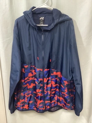 Russell Blue Large Full Zip Hooded Polyester Windbreaker J2 - Image 1 of 4