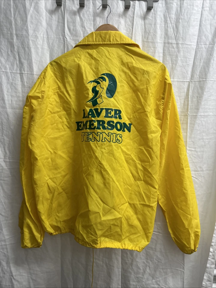 Vintage Laver Emerson Tennis Jacket Windless Men Medium STUNNING YELLOW Oversize - Image 1 of 4