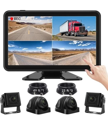 10.1" Touchscreen Monitor  Backup Camera System 4 HD 1080P Cameras DVR Split-scr - Image 1 of 4