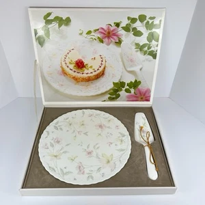 Vintage Mikasa Bone China Pastell Garten Kuchenständer mit Servierer Japan Narumi - Bild 1 von 11