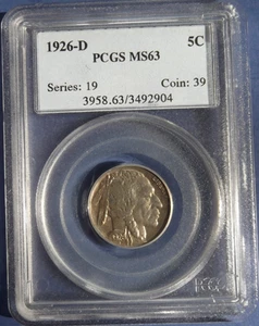 1926-D Buffalo Nickel - PCGS MS63 - Good Strike for the Date - Bild 1 von 4