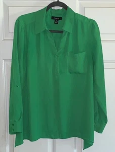 Style & Co. Green V-neck Collar Blouse Roll Tab Sleeves M - Picture 1 of 10