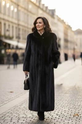 Ladies Fabulous Vintage Full Length Ranch Mink Fur Coat M/L  - Image 1 of 4