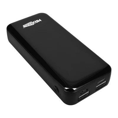 Batteria esterna 10000mAh 2 USB + 1 USB-C display LED Max Excell nero - Immagine 1 di 4