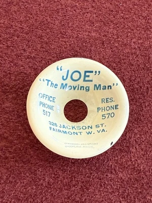 VINTAGE CELLULOID ADVERTISING WEST VA CANDLESTICK TELEPHONE MOUTHPIECE ACCESSORY - Image 1 of 4