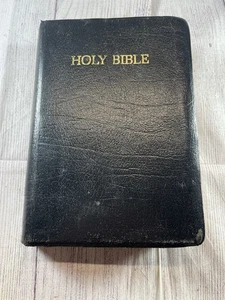 Vintage 1980s Holman Holy Bible Regal Reference Red Letter Genuine Leather Black - Picture 1 of 24