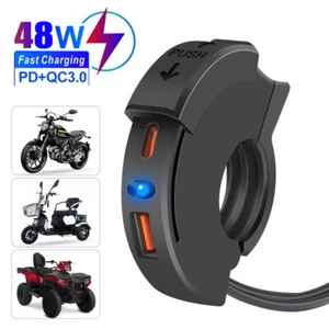 Chargeur USB Moto, Alimentation USB-C, Chargeur Téléphone Portable Guidon Étanche 48W - Photo 1 sur 15