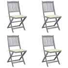 Vidaxl Folding Outdoor Chairs 4Pcs With Cushions Solid Acacia Wood