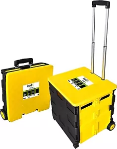 Shopping Trolley Box 40kg Capacity Secure Lid & Rolling Wheels, Move laundry - Picture 1 of 7