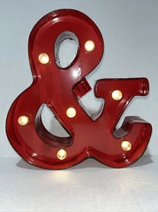 Marquee Light Up Metal “&” Wall Hanging Decoration 9" Red Studio Decor New - Picture 1 of 5