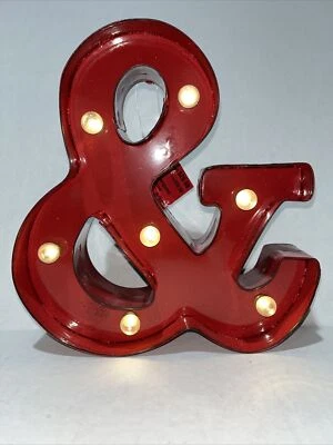 Marquee Light Up Metal  “&” Wall Hanging Decoration 9" Red Studio Decor New - Image 1 of 4
