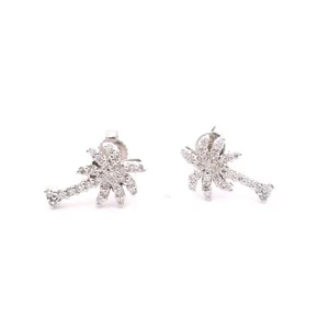 Roberto Coin Tiny Treasures 18K White Gold .36ct Diamond Palm Tree Stud Earrings - Picture 1 of 8