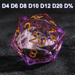 Poly Harz Würfel Set DND W6 W20 Flüssigkern Polyedrisch Rollenspiel DND DSA - Picture 1 of 6