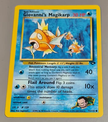 Giovanni's Magikarp #73/132 Common Gym Challenge 2000 Pokemon N.Mi-Mint Vintage - Bild 1 von 3