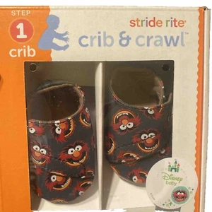 Stride Rite ANIMAL Sesame Street Baby Leather Crib Shoes Sz 1(0-3 M) Hard2Find🤩 - Picture 1 of 10