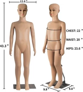 Child Mannequin Full Body Realistic Adjustable Detachable Manikin Display Dress - Picture 1 of 8