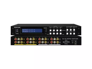 Shinybow Interruttore a matrice audio video/stereo composito 4x4 con telecomando IR - Foto 1 di 1