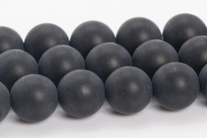 Natural Matte Black Onyx Beads Grade AAA Round Gemstone Loose Beads 6/8/9-10MM - Picture 1 of 10