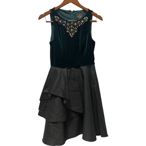 Adrianna Papell Cocktail Dress Women’s Size 4 Green Black Sleeveless Prom Party - Picture 1 of 4