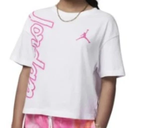 Jordan Sign Off Girls Tee Shirt White & Pink Size M #193 - Picture 1 of 8