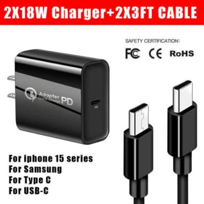For Samsung S23 S22 S21 S20 iPhone 15 Pro Max 5G Fast Charger USB C Type C Cable - Image 1 of 4