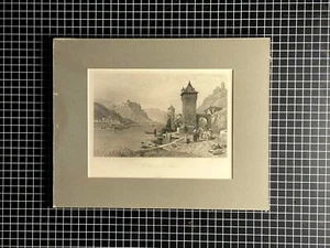 St. Goar, on the Rhine in Germany; Authentic 1879 Steel Engraving - Picture 1 of 5