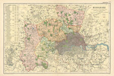 MIDDLESEX & LONDON county map.Parliamentary constituencies.Railways.BACON 1900