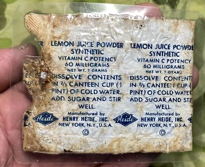 US WW2 82nd Airborne Lemon Juice K-Ration Relics WWII MARKET GARDEN Artefact - Immagine 1 di 4