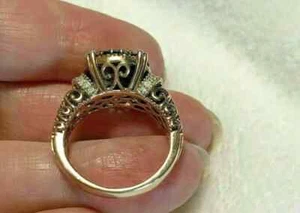 Anillo de compromiso nupcial de plata 925 con racimo de diamantes negros creado en laboratorio de 2 quilates para mujer - Imagen 1 de 10