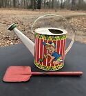 Ohio Art Watering Can Toy Tin Litho Boy Girl Turtle Duck Colorful 1950s Vintage