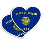 2x Heart Shape Vinyl Stickers Oregon State Flag Emblem #60766