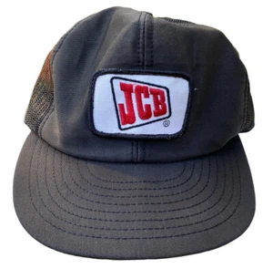 JCB Equipment Vintage Trucker Hat Mesh Snapback Dad Cap Logo Distressed - Picture 1 of 11