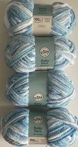 Blue stripe 4 x 100g balls baby yarn So Crafty 400g chenille wool polyester knit - Picture 1 of 12