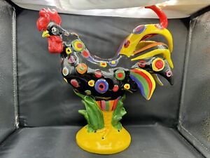 RARE Poultry In Motion Rooster "Spot-A-Dot" - Sharon Neuhaus 10" Ceramic chicken