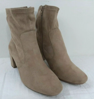 Nicole Women Bootie Shoes 8M Carina Tan Suede Velvet Heel Zipper Ankle Boots - Image 1 of 4