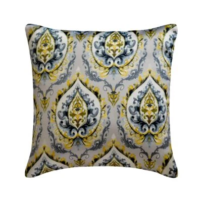 Square Sofa Pillow Cover Grey 16"x16", Bed Decor Satin Fabric - Fiery Damask - Image 1 of 3